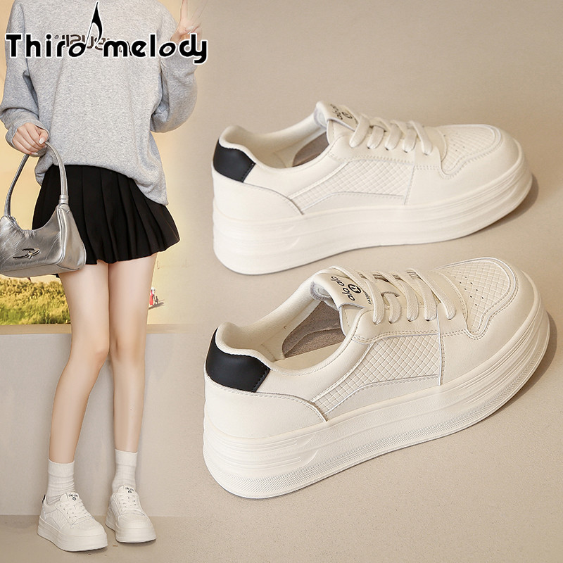 踩屎感真皮小白鞋女款2026春季新款百搭厚底学生板鞋软底轻便女鞋
