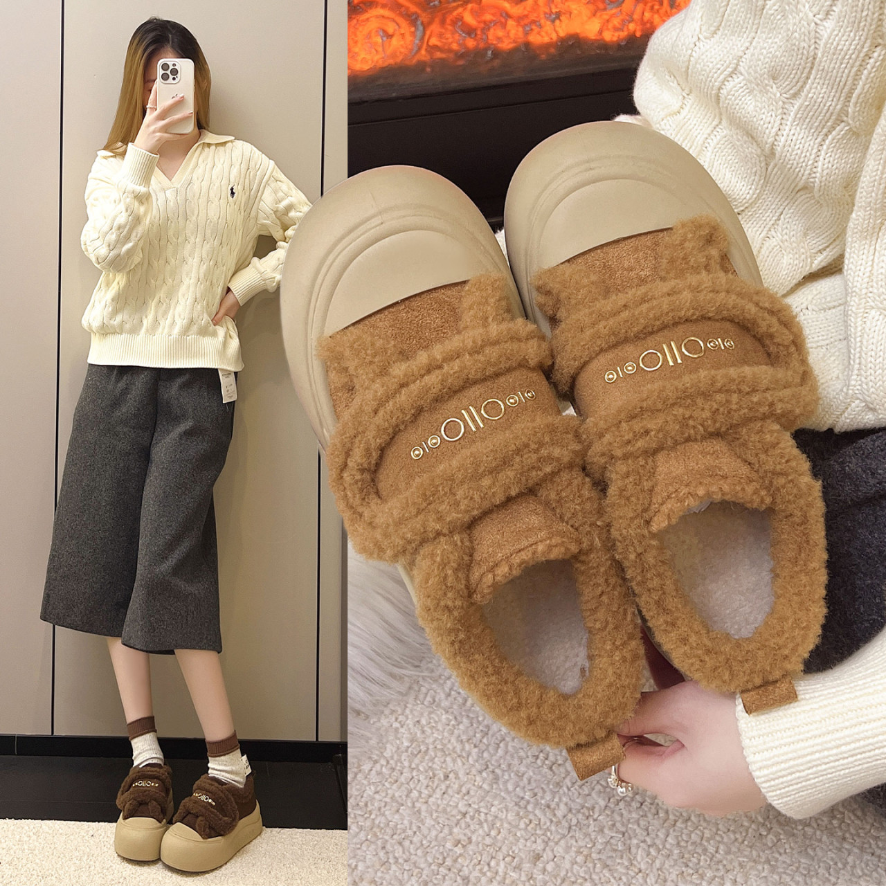 魔术贴厚底棉鞋女2025冬季新款百搭加绒保暖时尚百搭休闲面包板鞋,女鞋,休闲板鞋,淘宝优惠券,粉丝福利购,淘宝优惠卷