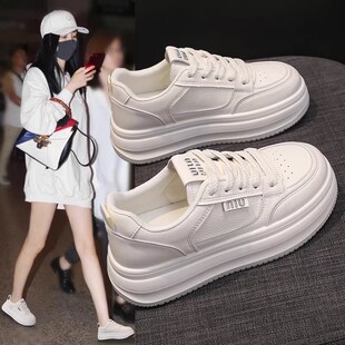 网红百搭厚底真皮学生运动板鞋 踩屎厚底小白鞋 春季 爆款 女2026新款