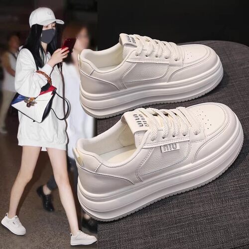踩屎厚底小白鞋女2026新款爆款春季网红百搭厚底真皮学生运动板鞋