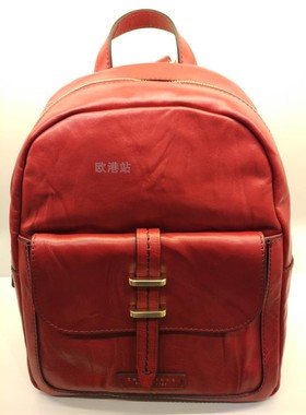 现货 意大利The Bridge桥牌女士正品头层牛皮真皮双肩包红色04166