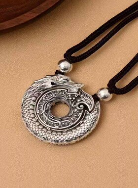 文泽银吊坠项链情侣复古