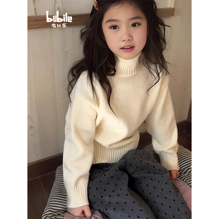 女童半高领毛衣秋冬季2025新款洋气中大童打底衫小女孩上衣针织衫