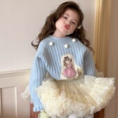 中小童针织毛衣小女孩洋气卡通打底衫 女童套头毛衣2025新款 秋冬装