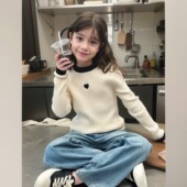 儿童套头针织衫 秋冬装 洋气小女孩保暖百搭毛衣 2025新款 女童打底衫