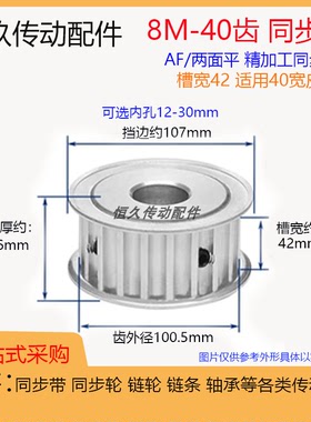 两面平同步轮8M40齿 8M40T槽宽42 AF型传动同步皮带轮 带顶丝键槽