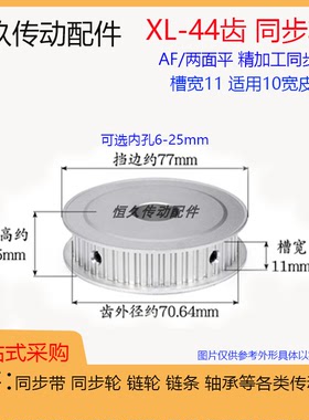 两面平同步轮XL44齿/T 槽宽11 AF型 同步皮带轮 齿面顶丝带键槽