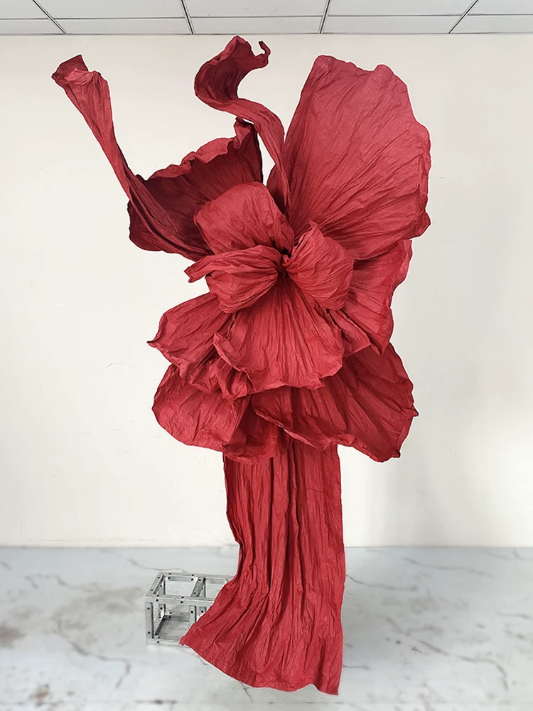 Wedding giant paper flower handmade wrinkles styling flower beauty plastic flower large wedding background flower decoration window paper art flowers