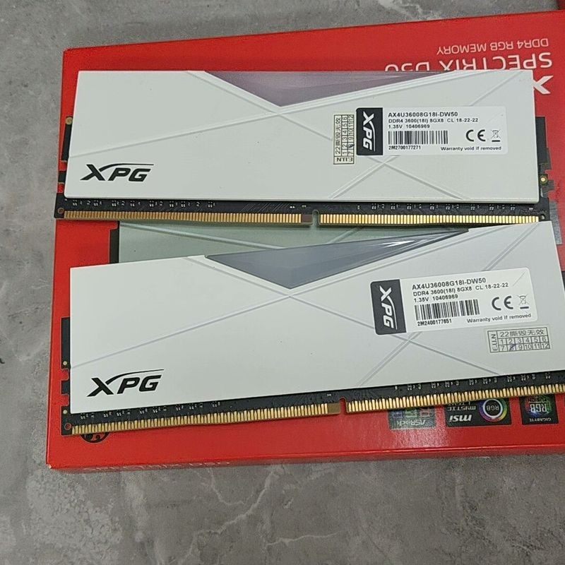 议价威刚D50釉白色DDR4 3600，8G*2套条内存灯条，共
