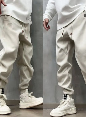 2025春季新款男士休闲卫裤纯色运动长裤宽松哈伦小脚裤束腿裤百搭