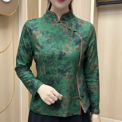 长袖旗袍加绒民族风盘扣小衫外套