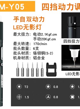 杰科美JM-Y02PLUS电动螺丝刀充电式小型迷你扭力可调Y03PLUS-Y05