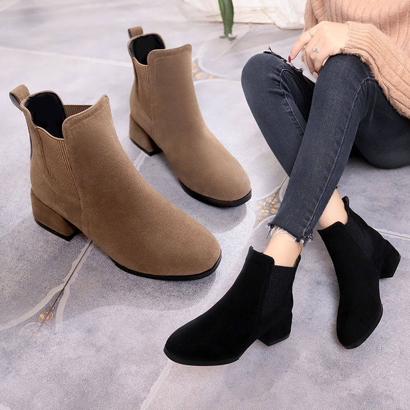 Boots Bootie High-heeled shoes Middle heel 2019 Autumn and winter With crude Plush Riding boots A pedal Short tube P41in the Women's Shoes, Low shoes  category - from Buy2taobao.com to provide professional Taobao agent buy service