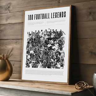 足球明星装饰画梅西法切蒂贝利马拉多纳罗纳尔多C罗卡卡黑白挂画