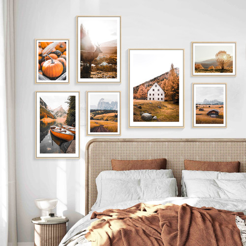 北欧餐厅风景装饰画原木风