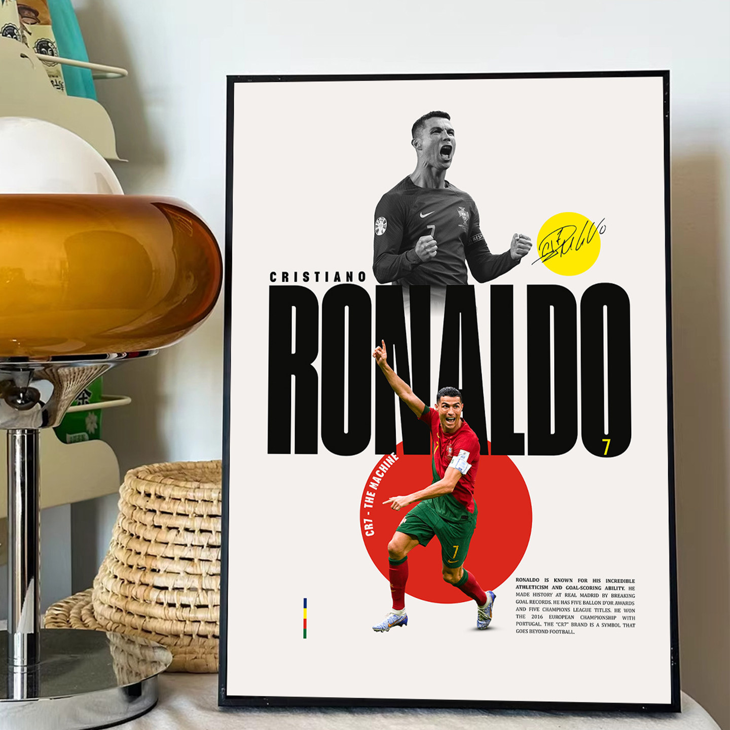 C罗足球明星装饰画现代简约客厅卧室背景墙哈兰德亚马尔梅西挂画