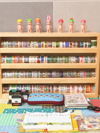 木质和纸胶带柜展示收纳盒四层五层墨水颜料架手帐分装定制手工