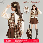 早春假两件衬衫 复古穿搭套装 女别致学院上衣 美式 KEIKO蝴蝶结girl