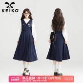 通勤气质收腰显瘦A字长裙衬衫 KEIKO 学院风假两件连衣裙26春季 裙
