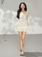 KEIKO ballet-style hollowed-out embroidery puffy skirt, cake skirt, summer soft all-cotton lace trim short skirt thumbnail 5