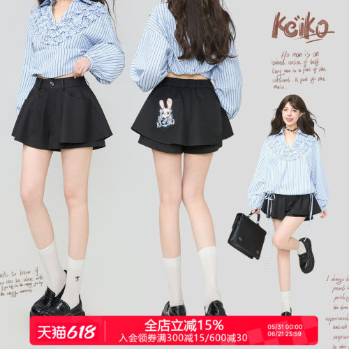 KEIKO卡通刺绣裤裙半身裙裤裙