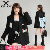 休闲裤 KEIKO 三件套 小西服 背心 设计感贴布休闲西装 外套女26春季