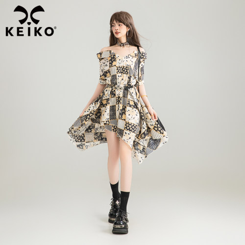 KEIKO波西米亚不规则吊带连衣裙