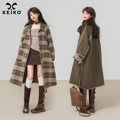 KEIKO老钱风双面羊毛呢大衣