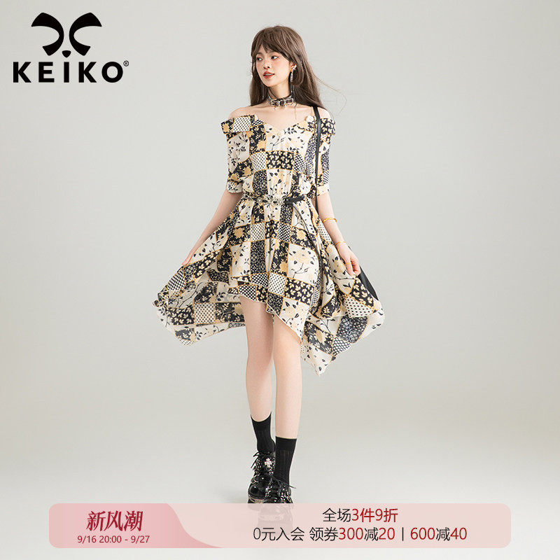 KEIKO波西米亚不规则吊带连衣裙