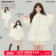 KEIKO 立体分割云朵形加厚棉服外套女冬季 拼纱绣花毛领泡芙棉袄