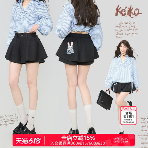 KEIKO卡通刺绣裤裙半身裙裤裙