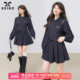 连衣裙2026春季 KEIKO 韩系学院polo领长袖 小个子系带收腰百褶短裙