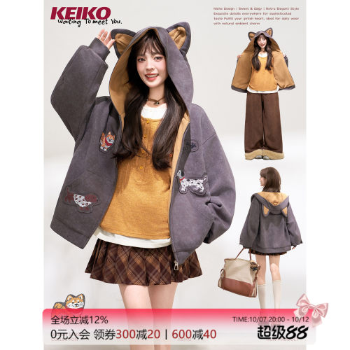 KEIKO[加绒加厚]小狗贴布外套