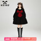 KEIKO 法式 蝴蝶结饰丝绒连衣裙26早春千金感约会穿搭礼服小黑裙子