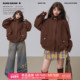 复古咖色廓形外套女26春季 KEIKO 美式 老钱风磨毛抗皱宽松休闲夹克