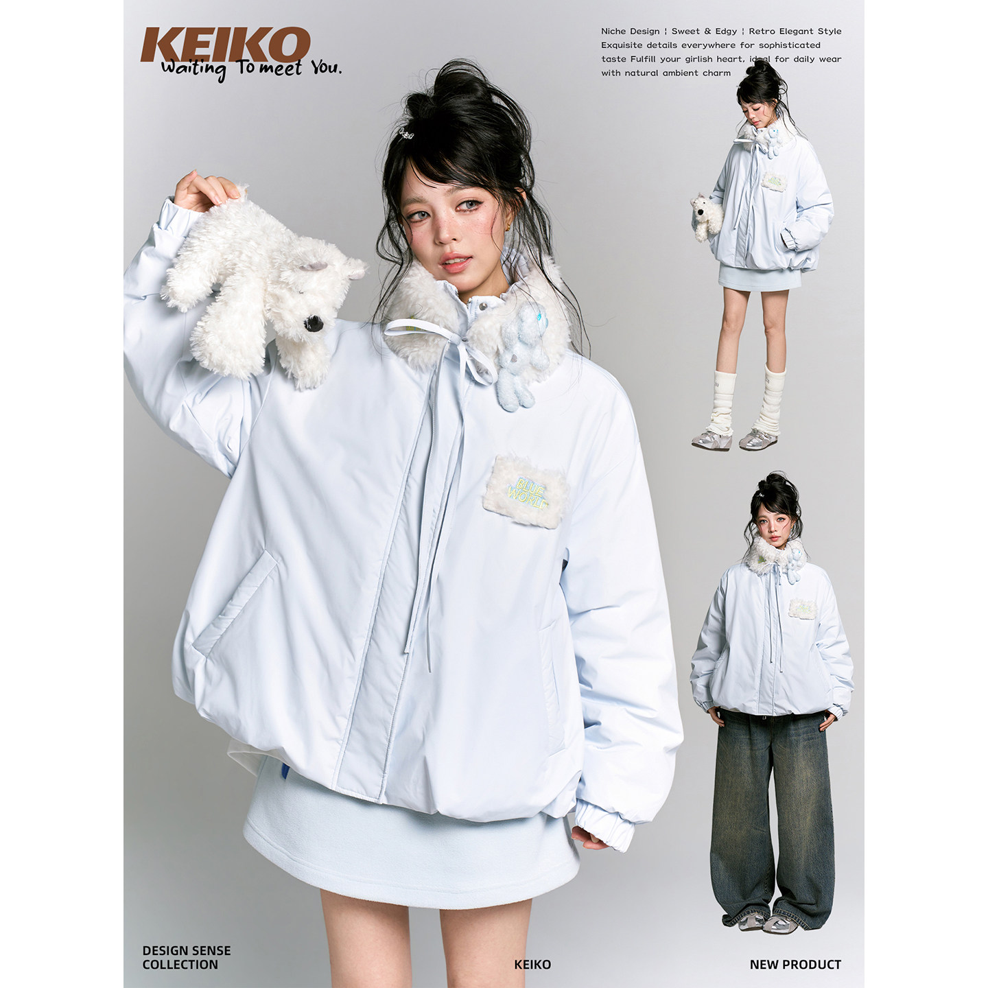 KEIKO 9月30日 20:00上新 可拆毛领短款花苞羽绒服冬季90白鸭绒