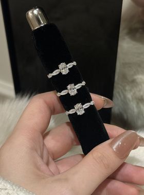 小红书同款S925纯银戒指女旋转芭蕾螺旋椭圆鸽子蛋形扭纹小众