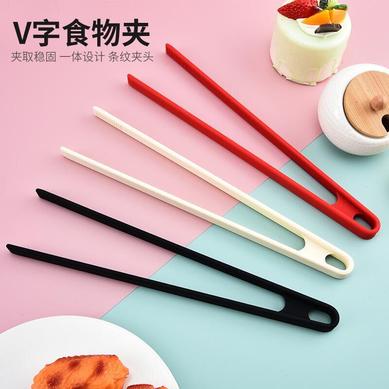 硅胶食物夹牛排A字夹沙律夹厨房耐温食物烤肉面包食品煎鱼铲夹子