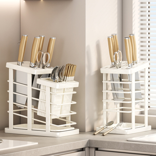 厨房台面多功能刀架置物架放刀具刀座家用筷笼一体菜刀沥水收纳架