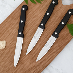 家用小刀瓜果刀不锈钢锋利厨房黑柄水果刀子学生宿舍削苹果刀