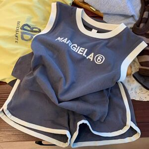 桔子童装工厂男女童无袖短裤套装儿童休闲薄款夏季中小童背心上衣宽松运动潮