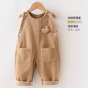 秋冬可爱背带裤 2025儿童灯芯绒裤 5岁休闲裤 婴幼儿小童0 连体裤