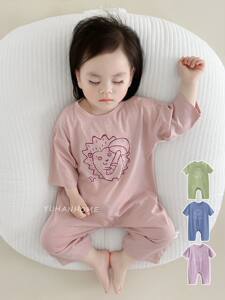 桔子童装工厂莫代1尔婴儿连体3衣夏季新款儿童空调服哈2衣宝宝睡4衣家居薄款服