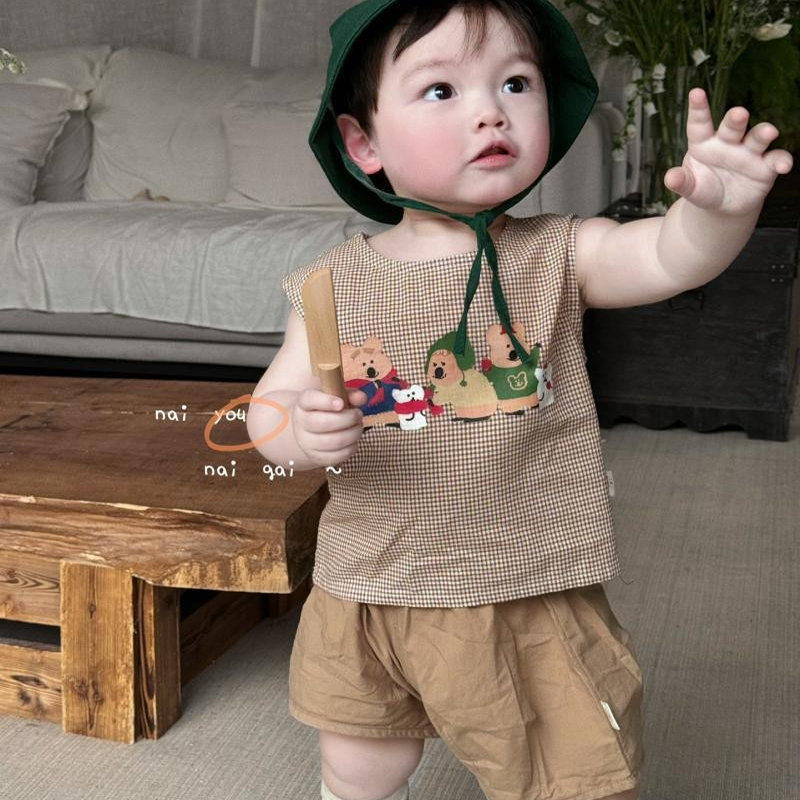 25婴童外出服格纹卡通背心短裤分体夏季男童套装宝宝印花无袖上衣,运动/瑜伽/健身/球迷用品,儿童泳衣/裤,淘宝优惠券,粉丝福利购,淘宝优惠卷