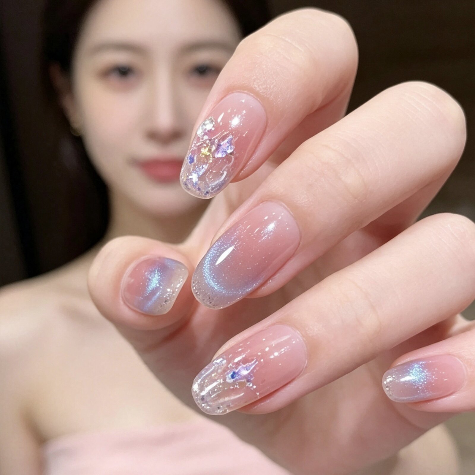 【蓝色精灵】穿戴甲ins气质显白可拆卸美甲贴片猫眼温精灵