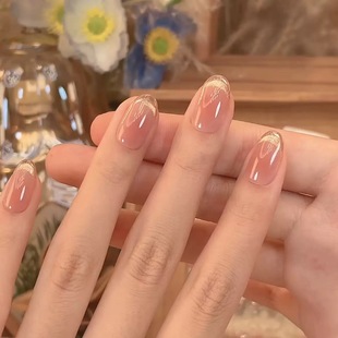 纯欲风千金高级显白半手工穿戴甲 秋冬气质猫眼法式 秋日茶会