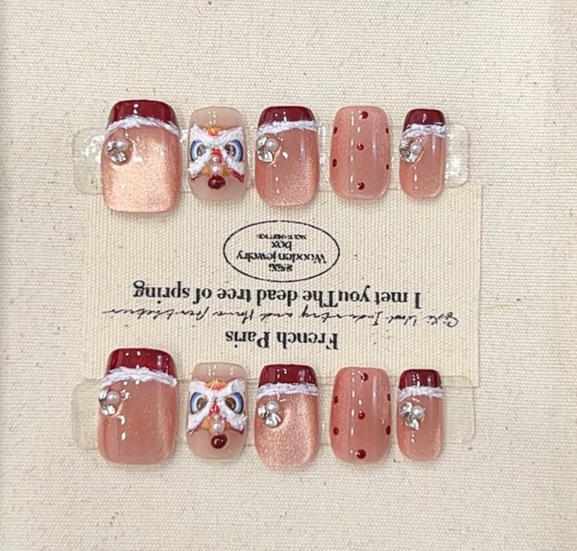 【家有醒狮】新年醒狮猫眼纯手工穿戴甲美甲贴片可拆卸穿戴式,彩妆/香水/美妆工具,穿戴甲/甲片,淘宝优惠券,粉丝福利购,淘宝优惠卷