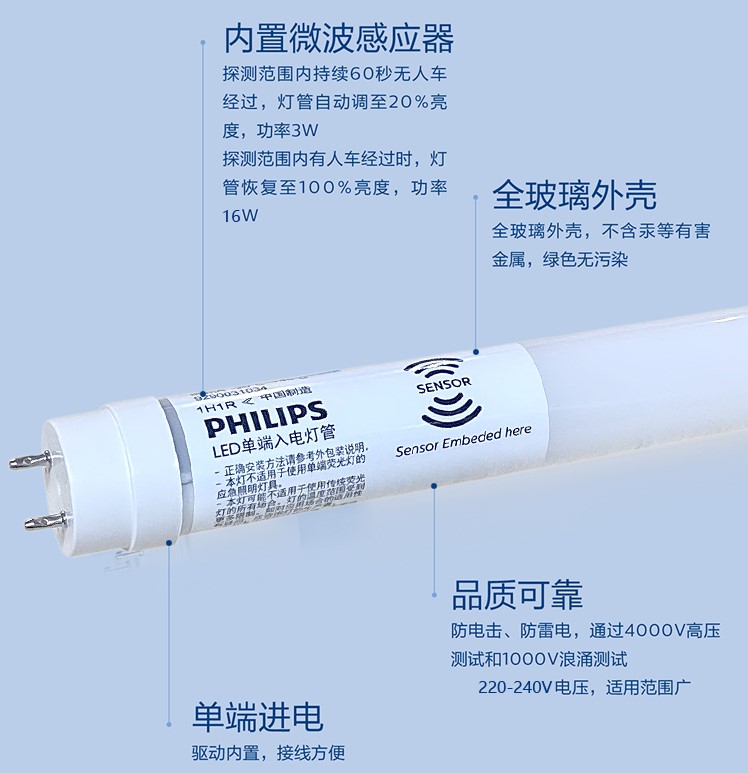 飞利浦T8LED灯管16w雷达