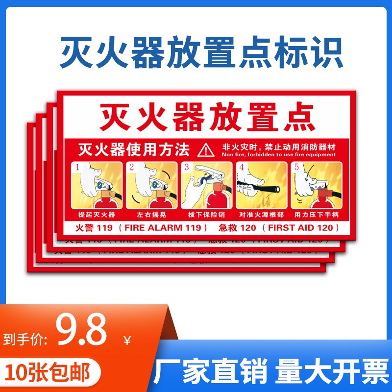 灭火器放置点使用方法标识牌