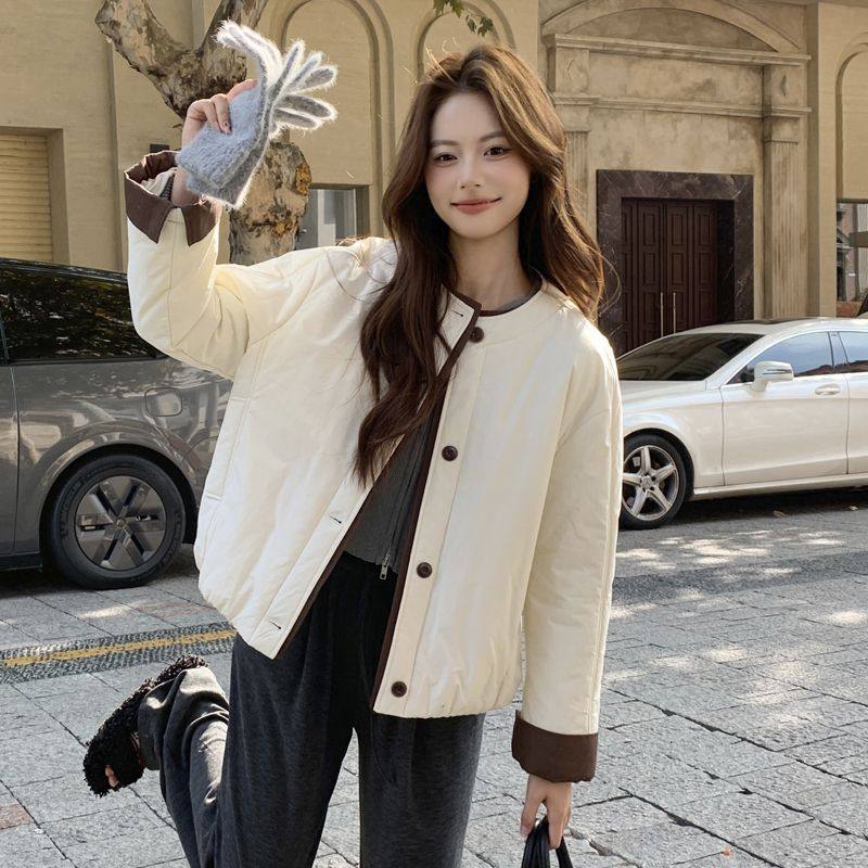 无领宽松百搭休闲夹克薄棉上衣